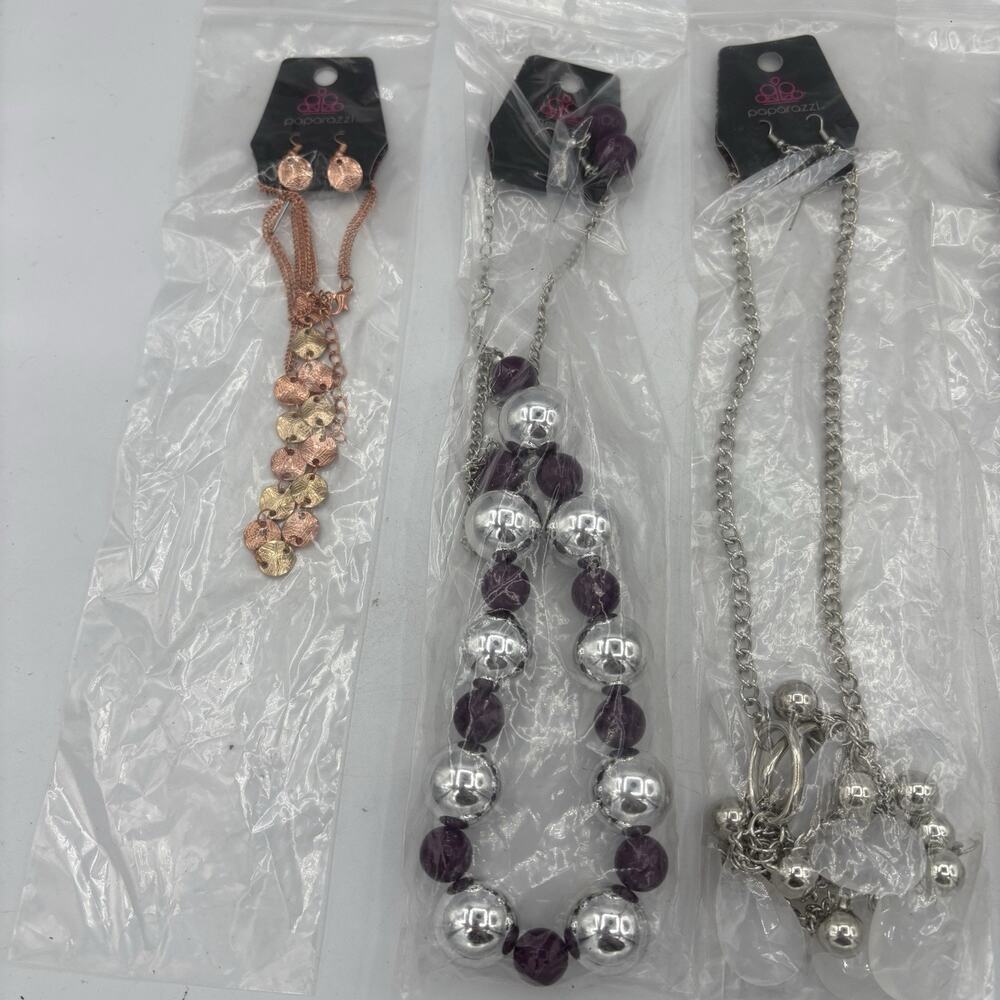 Paparazzi Necklaces Earrings Combo Lot of 5 Sets Balls Silver White - Picture 4 of 10
